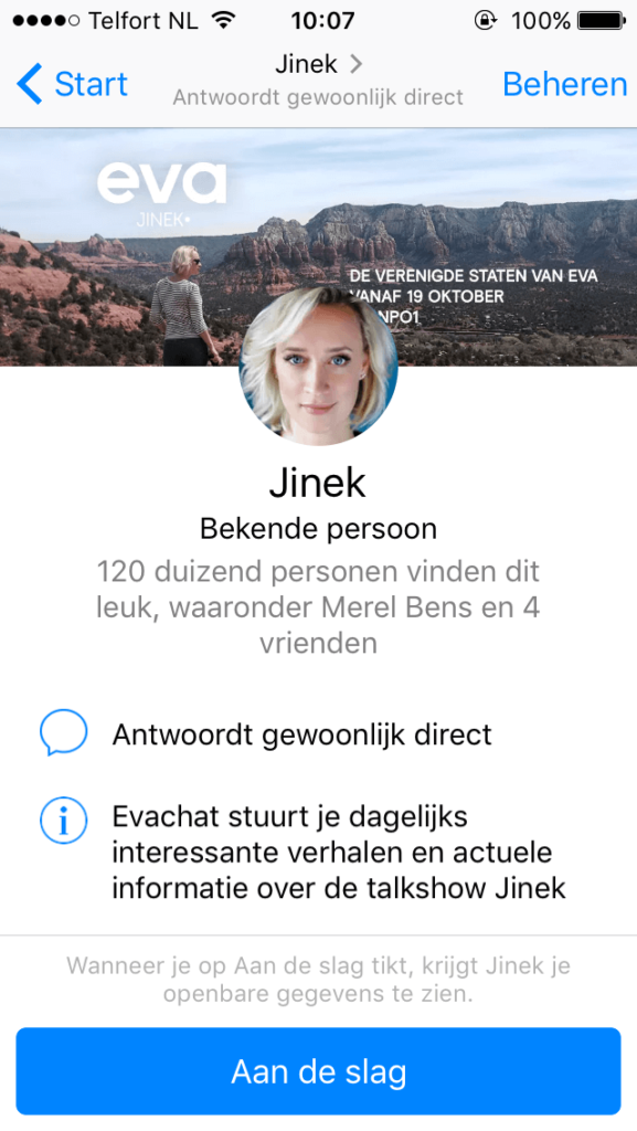 Messenger Bot van Jinek